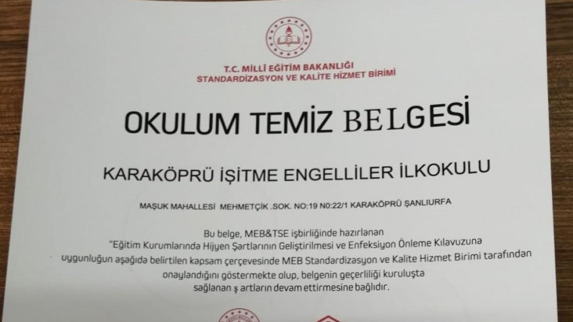 Okulumuz TSE BELGELİ ''TEMİZ OKUL'' SERTİFİKASI ALDI!